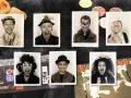Portraits des membres de Bérurier Noir, certains grimés, sur un fond sombre avec des éléments graphiques.