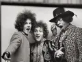 Le groupe de Jimi Hendrix, avec ses cheveux bouclés et ses expressions vives, capture l'énergie psychédélique des années 60.