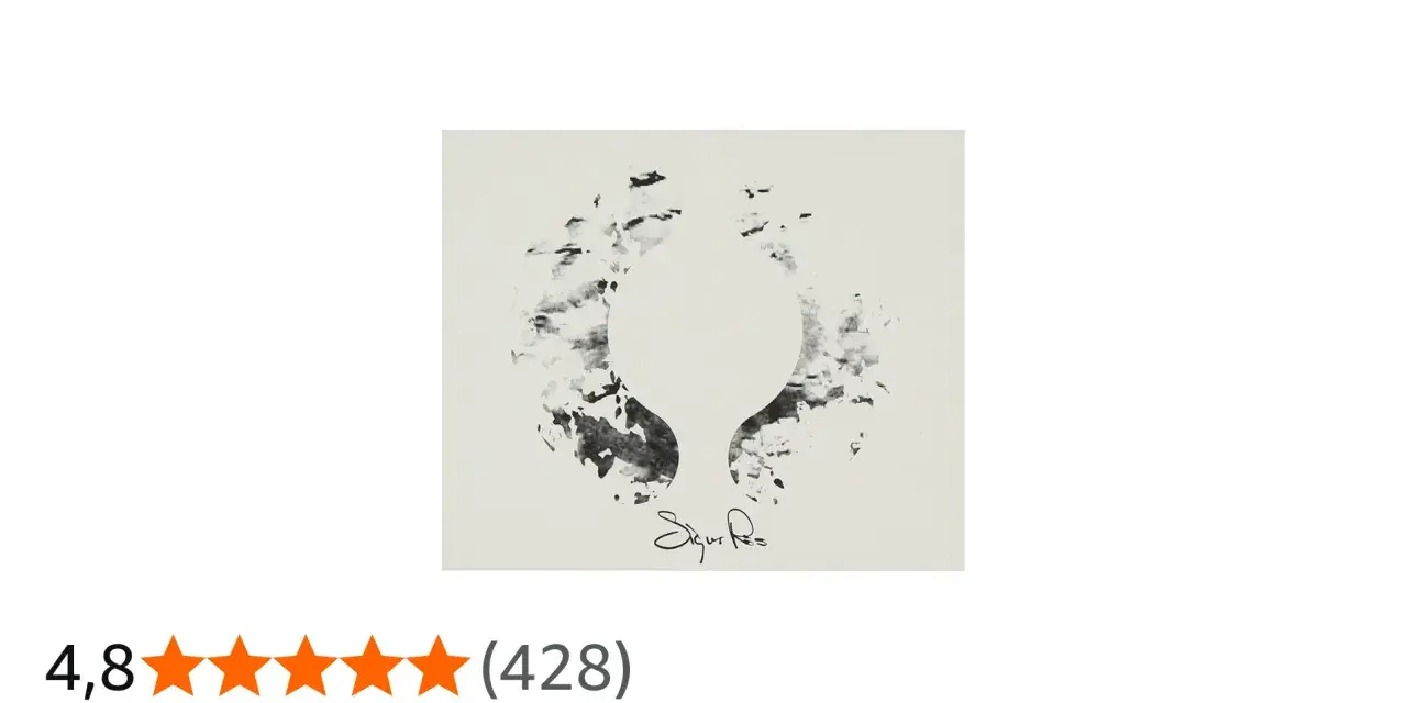 Pochette abstraite en noir et blanc pour un album de Sigur Rós, évoquant des ailes ou une forme organique.