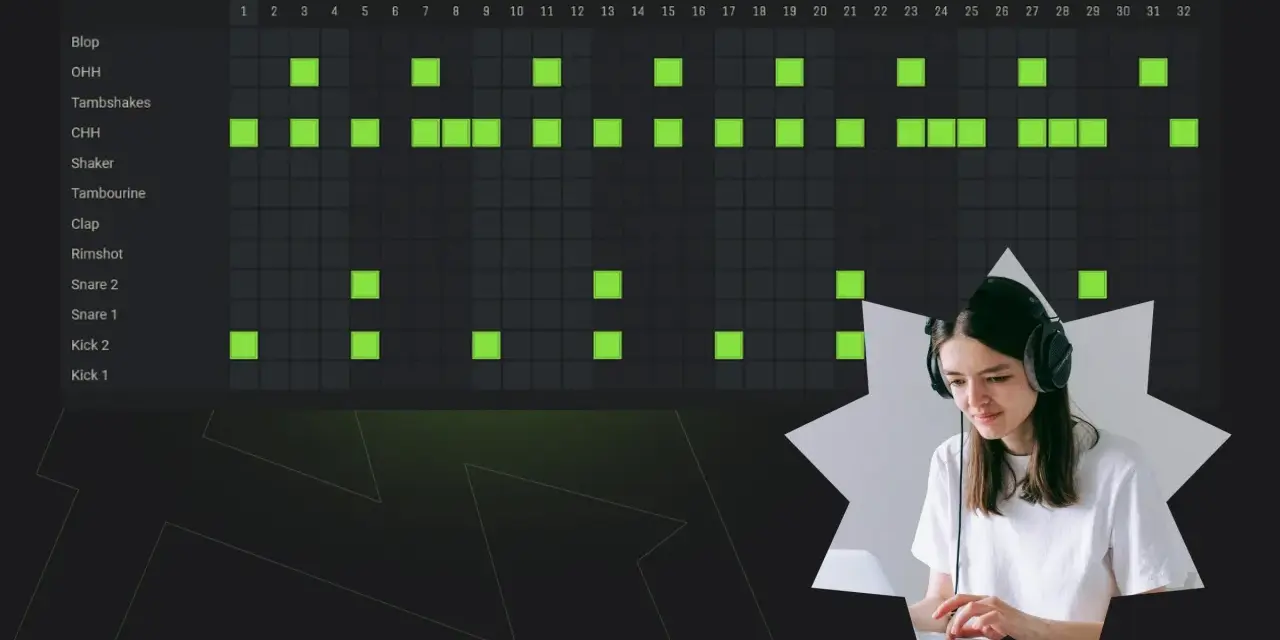 Une jeune femme crée un rythme de dj house français sur un logiciel de musique.