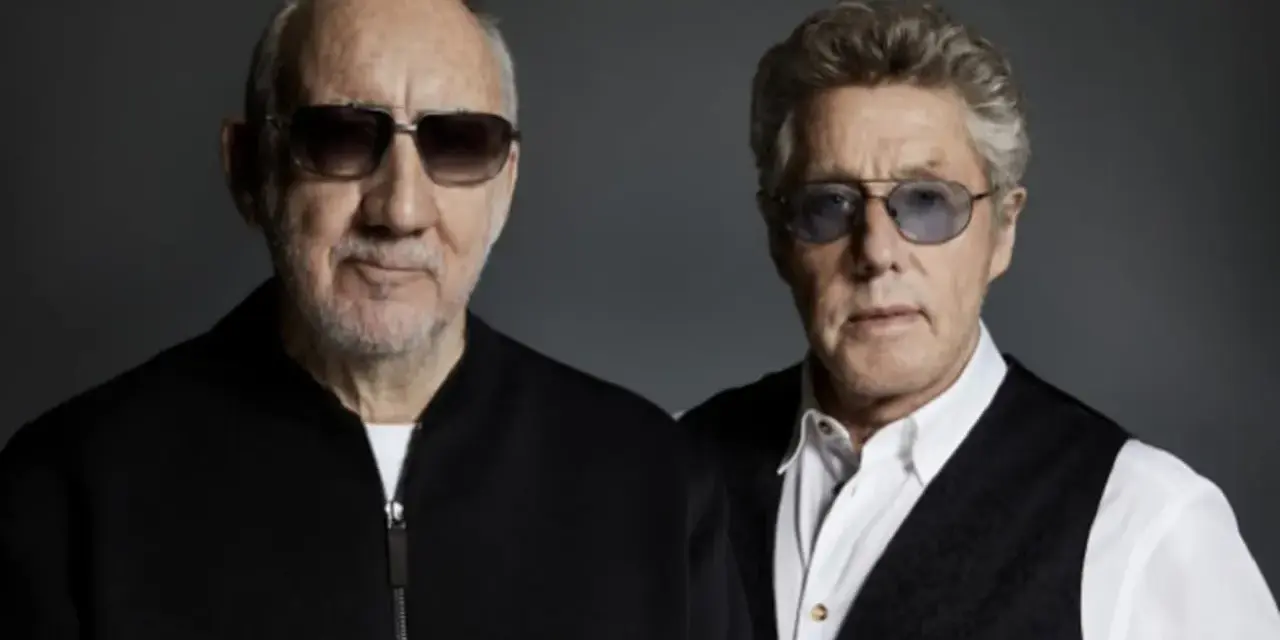 Roger Daltrey et Pete Townshend, membres du premier groupe de metal, portent des lunettes de soleil.