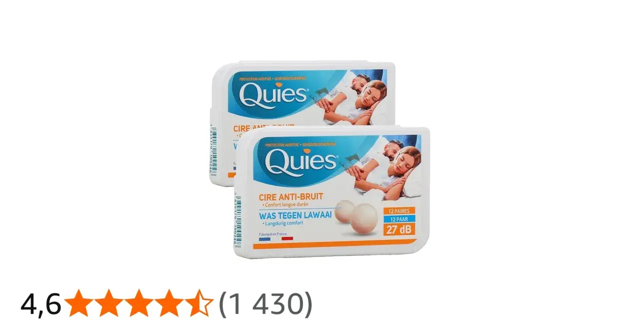 Deux boîtes de boules quies en cire anti-bruit, pour un sommeil paisible sans danger de dérangement sonore.