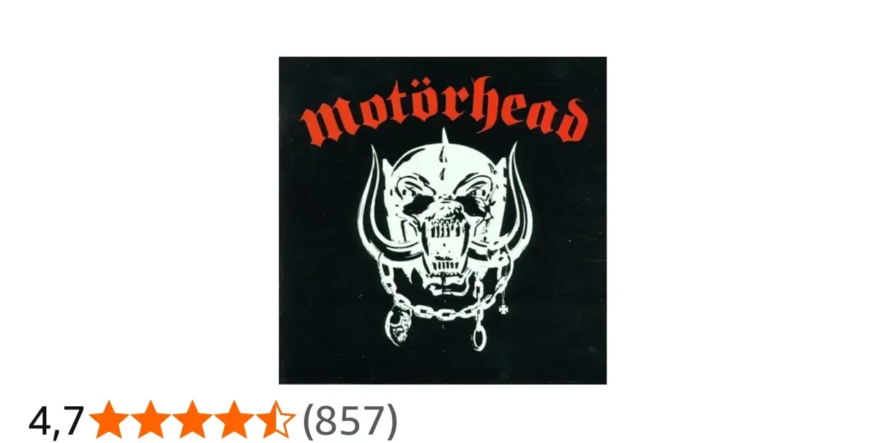 La pochette iconique du **Motorhead album**, avec le crâne orné de cornes et le nom du groupe en rouge.