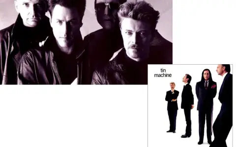 David Bowie et son groupe Tin Machine sur une pochette d'album.