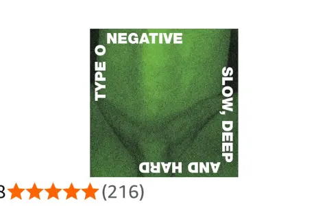 Art conceptuel pour Type O Negative : "NEGATIVE" en haut, "TYPE O" à gauche, "SLOW, DEEP" à droite, "AND HARD" en bas.