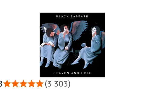 Trois anges aux ailes bleues, fumant des cigarettes, sur la pochette de l'album "Heaven and Hell" de Black Sabbath.