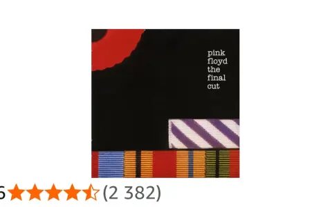 Pochette de l'album Pink Floyd The Final Cut, avec un coquelicot rouge, des rubans et le titre.