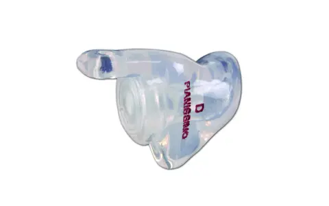 Bouchon d'oreille transparent, idéal pour l'hyperacousie, offrant un confort et une discrétion.