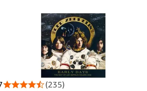 La pochette d'un des albums de Led Zeppelin, "Early Days", avec les membres du groupe en tenue d'astronaute.