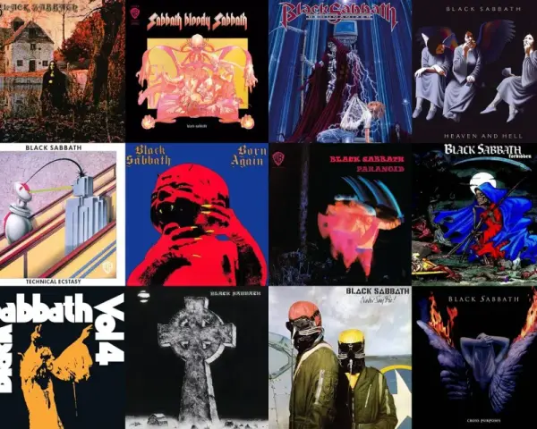 Collection d'albums emblématiques de Black Sabbath, incluant "Paranoid", "Master of Reality" et "Born Again".