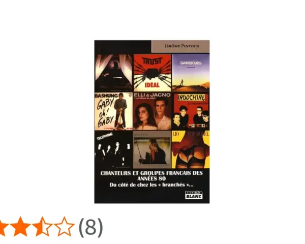 Couverture d'un livre sur les chanteurs et groupes français des années 70 et 80, avec des visuels d'artistes comme Indochine, Gainsbourg, et Renaud.