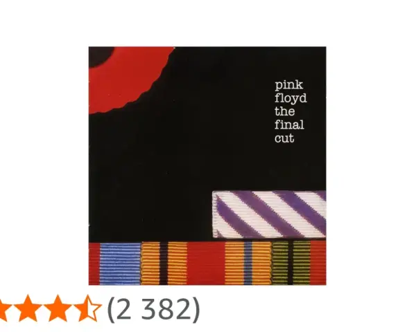 Pochette de l'album Pink Floyd The Final Cut, avec un coquelicot rouge, des rubans et le titre.