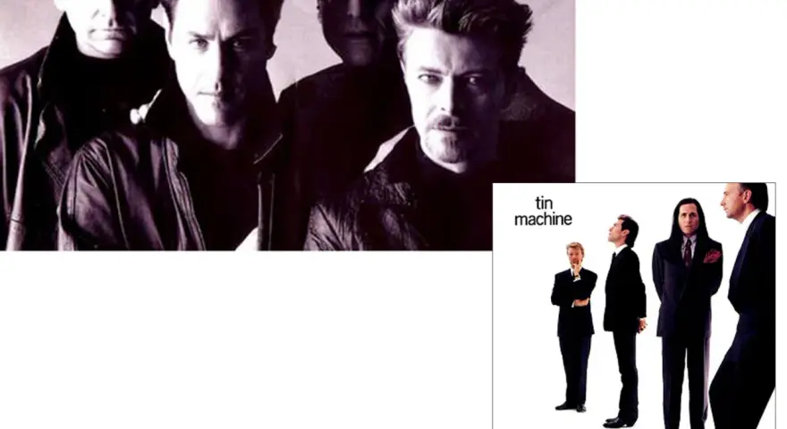 David Bowie et son groupe Tin Machine sur une pochette d'album.