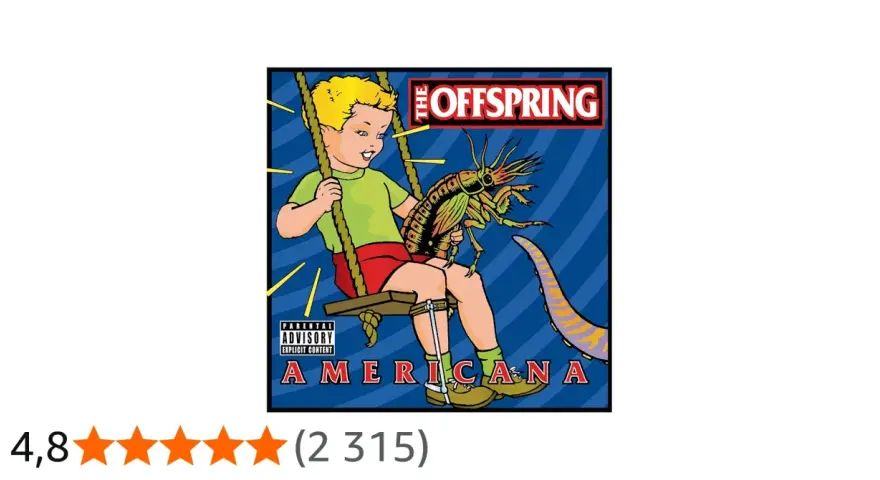 Pochette de l'album Americana de The Offspring : un enfant sur une balançoire tient une créature étrange.