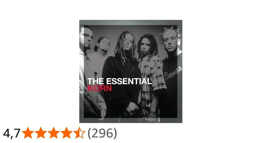 La pochette de l'album "The Essential Korn" présente le groupe dans un style noir et blanc emblématique, capturant l'essence de leurs albums.
