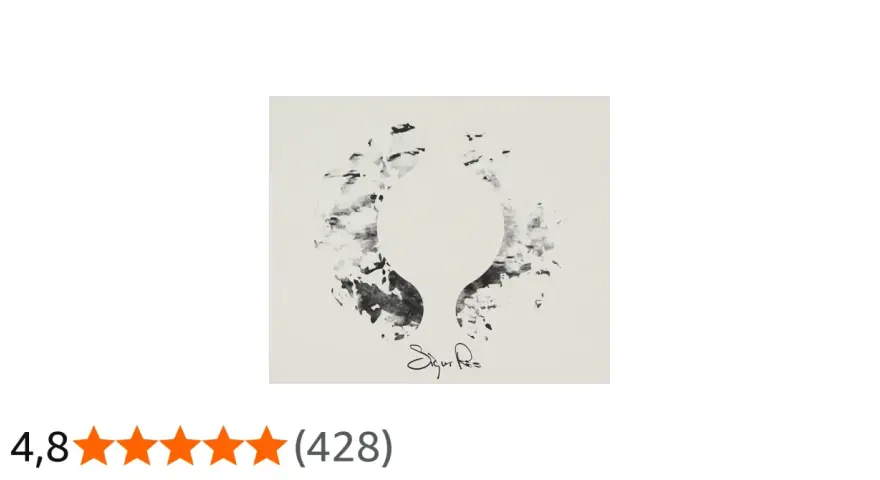 Pochette abstraite en noir et blanc pour un album de Sigur Rós, évoquant des ailes ou une forme organique.