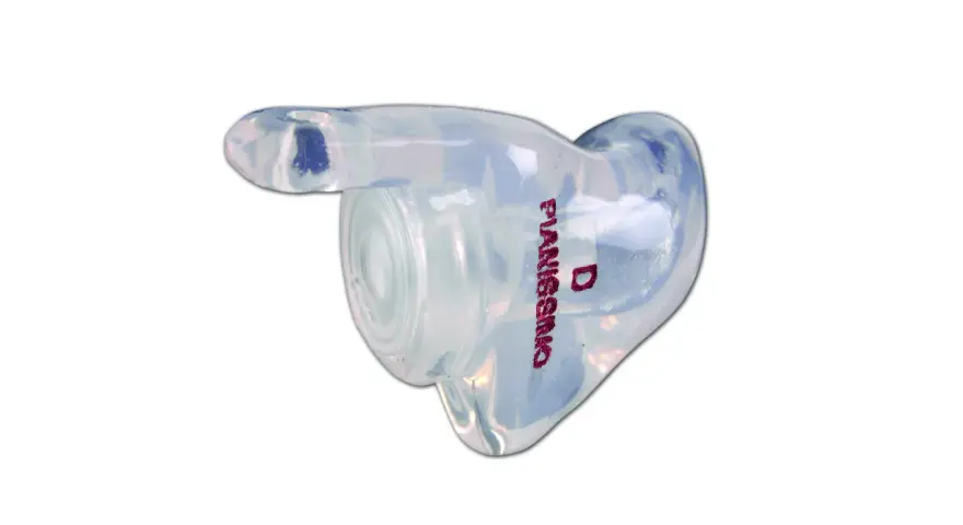 Bouchon d'oreille transparent, idéal pour l'hyperacousie, offrant un confort et une discrétion.