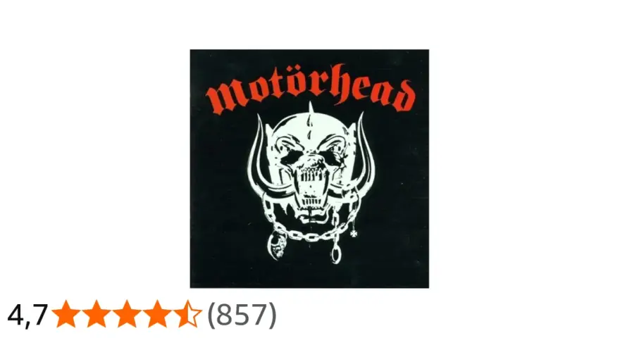 La pochette iconique du **Motorhead album**, avec le crâne orné de cornes et le nom du groupe en rouge.