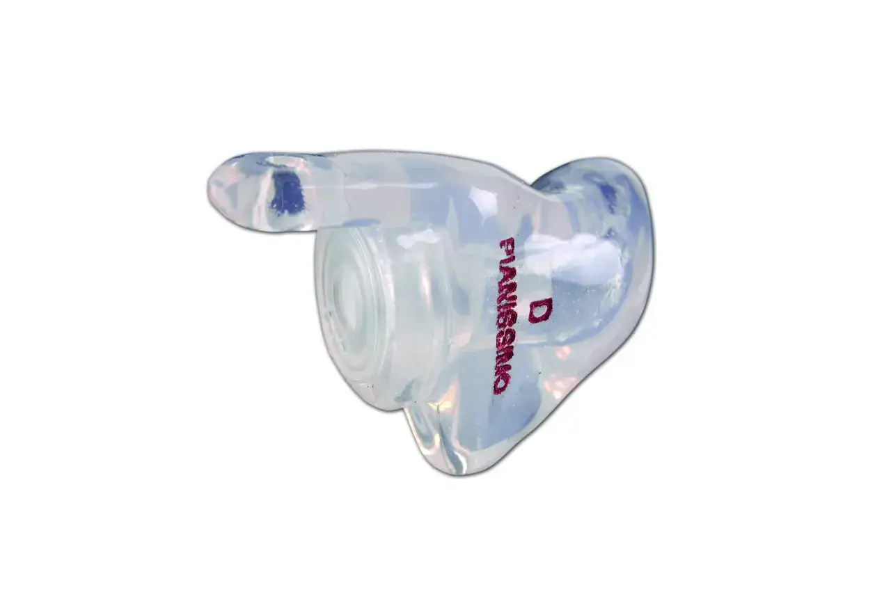 Bouchon d'oreille transparent, idéal pour prévenir les acouphènes après concert.
