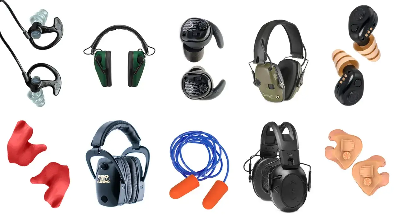Divers moyens pour se boucher les oreilles sans boule quies : cache-oreilles, bouchons d'oreilles en silicone, et écouteurs de protection.